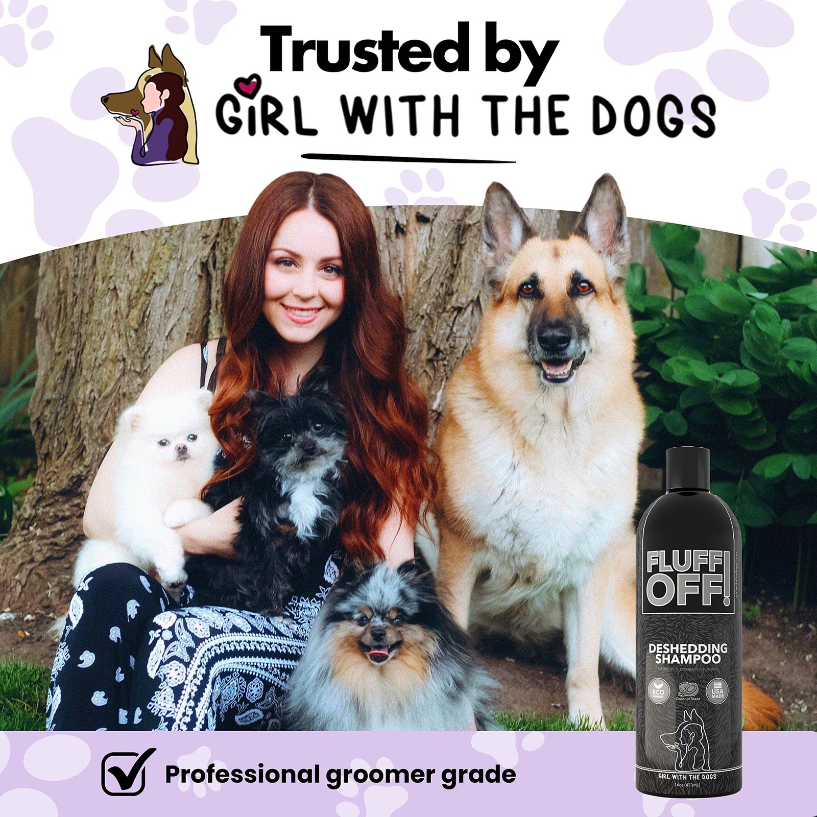 Fluff Off! by Girl With The Dogs, Natural Deshedding Dog & Cat Shampoo and Co…