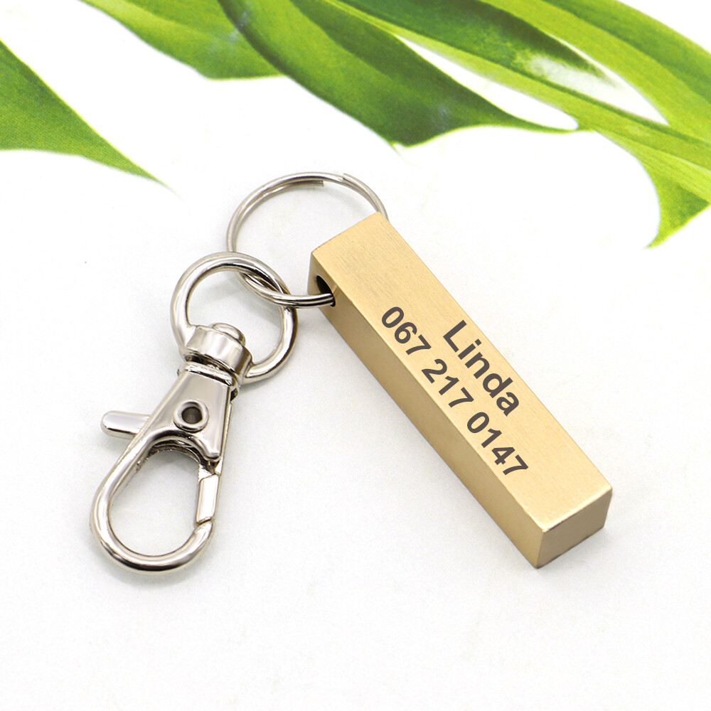 Personalized Dog Tag Columnar Custom Pet Name ID Engraved Pendant Key Chain