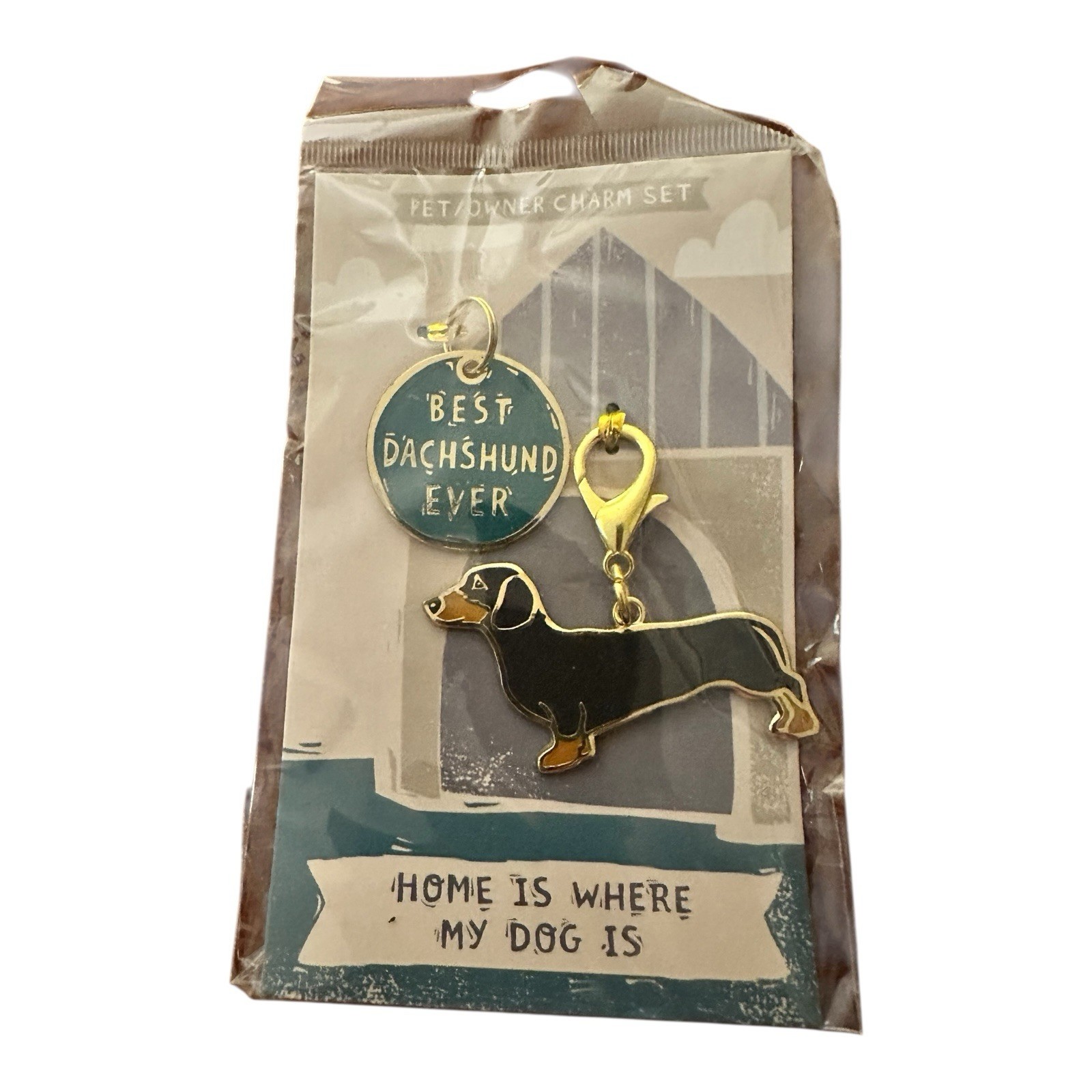 NIP Dachshund Collar Tag and Charm Set Gold Tone – Home Is Where My Dog Is