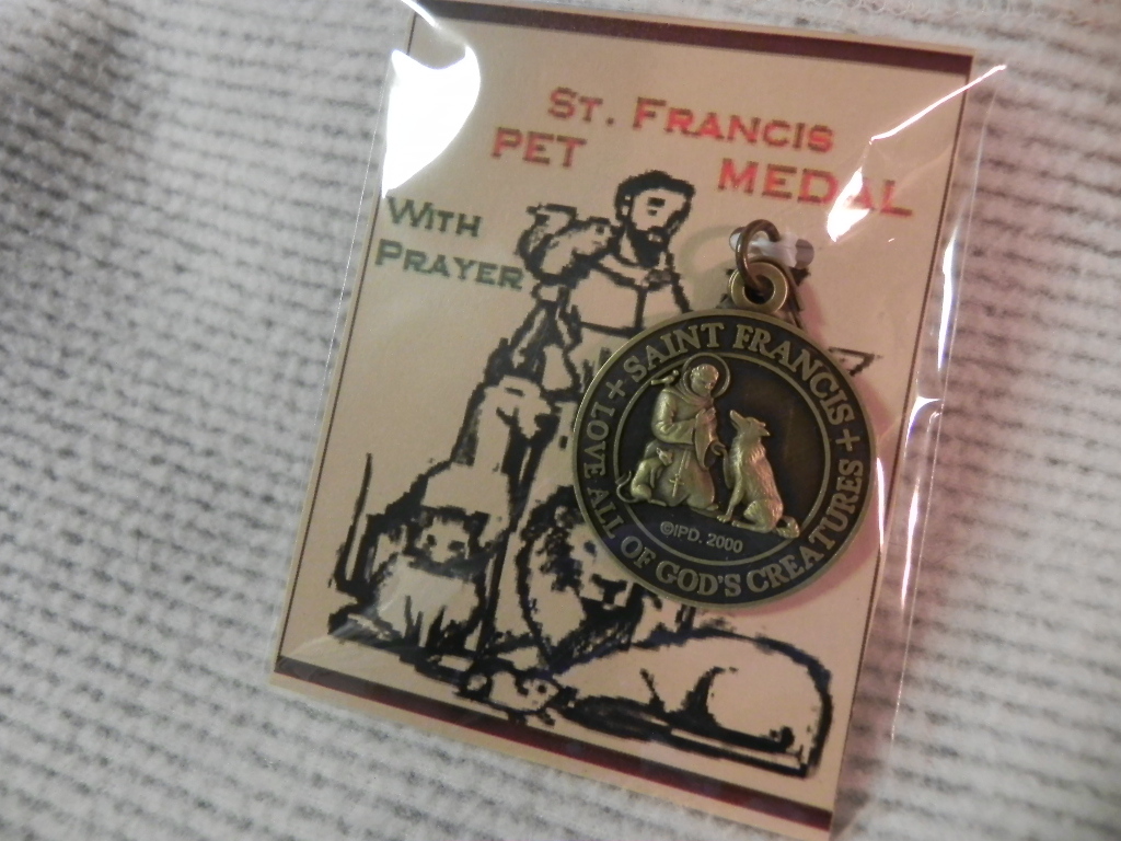 SAINT ST FRANCIS DOG COLLAR TAG pet MEDAL WITH PRAYER Gift Packaged new QUALITY