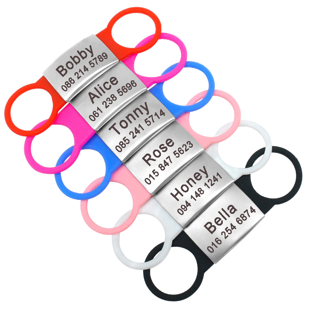 Dog ID Tags Personalized Engraved Slide on No Noise Name Collar Tag for Pets Cat