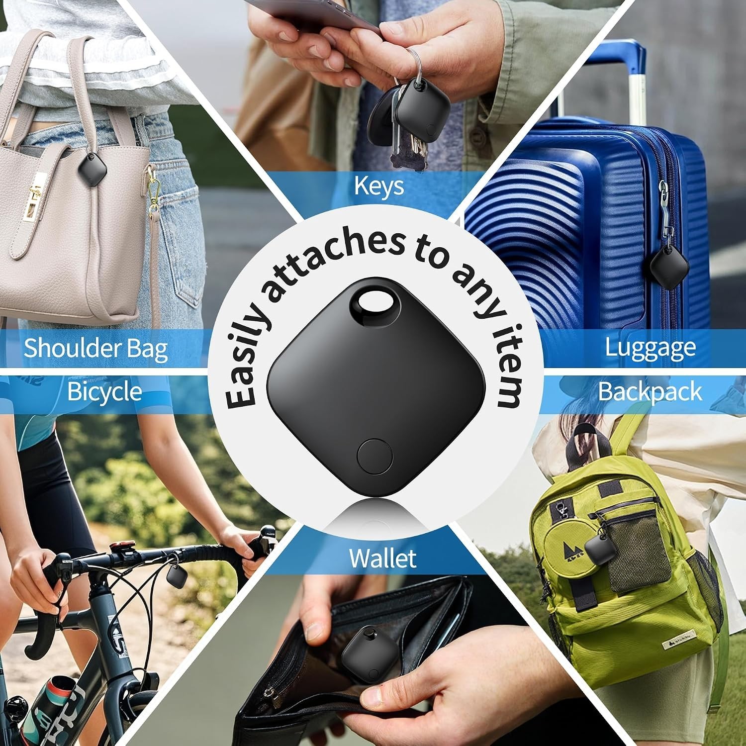 Waterproof Smart Tags – 4 Pack for Key & Luggage Tracking with 2- Life