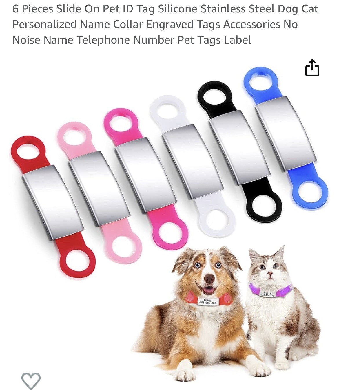 Silicone Slide On Dog Tags – Small