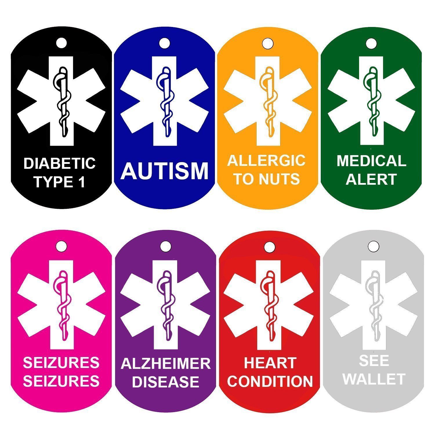 Medical Alert Emergency Service Dog ID Tag Personalized Custom Laser Engraved