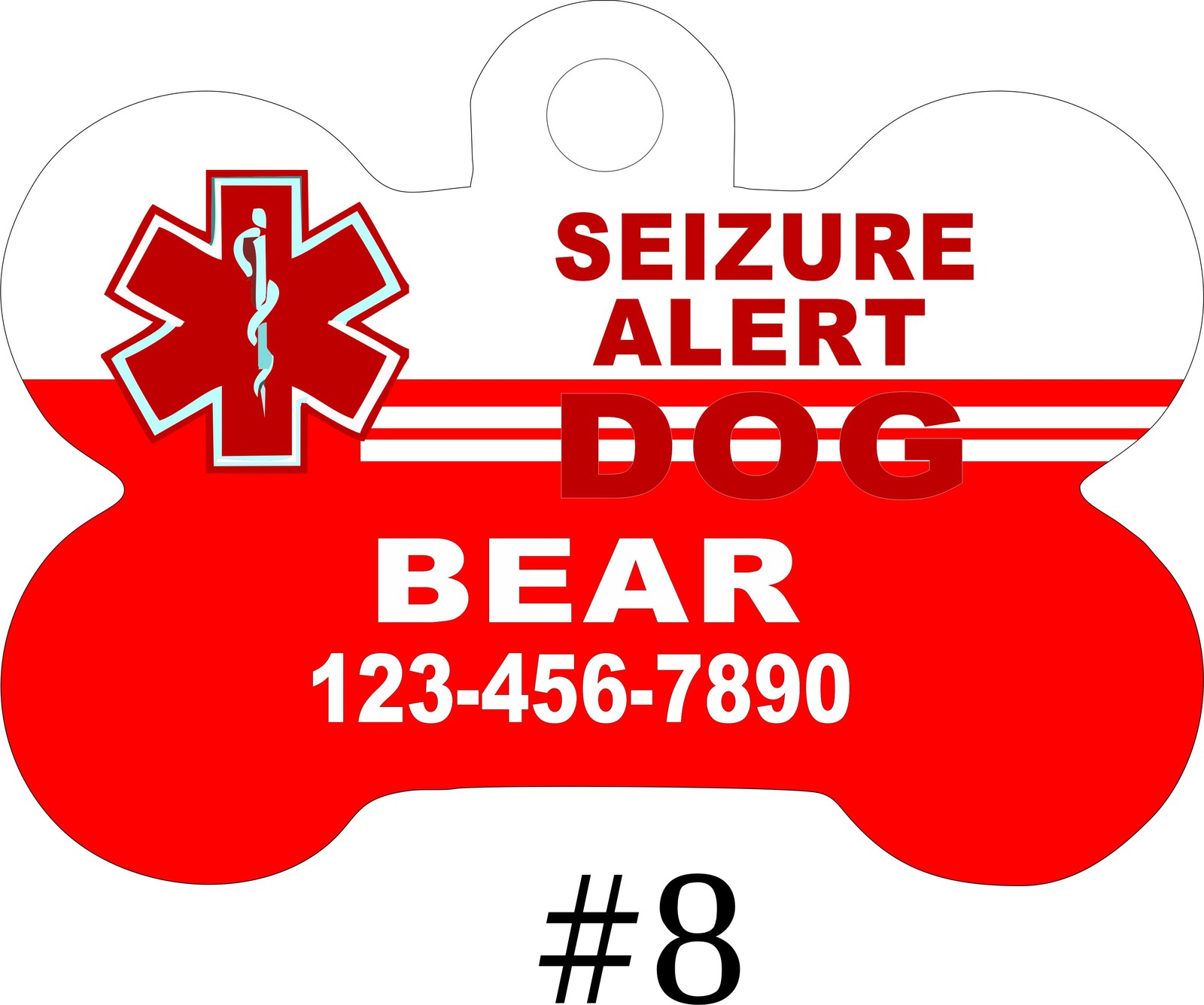 CUSTOM PERSONALIZED PET TAG ID DOG BONE Unique Tag SERVICE, PTSD, SEIZURE, MEDIC