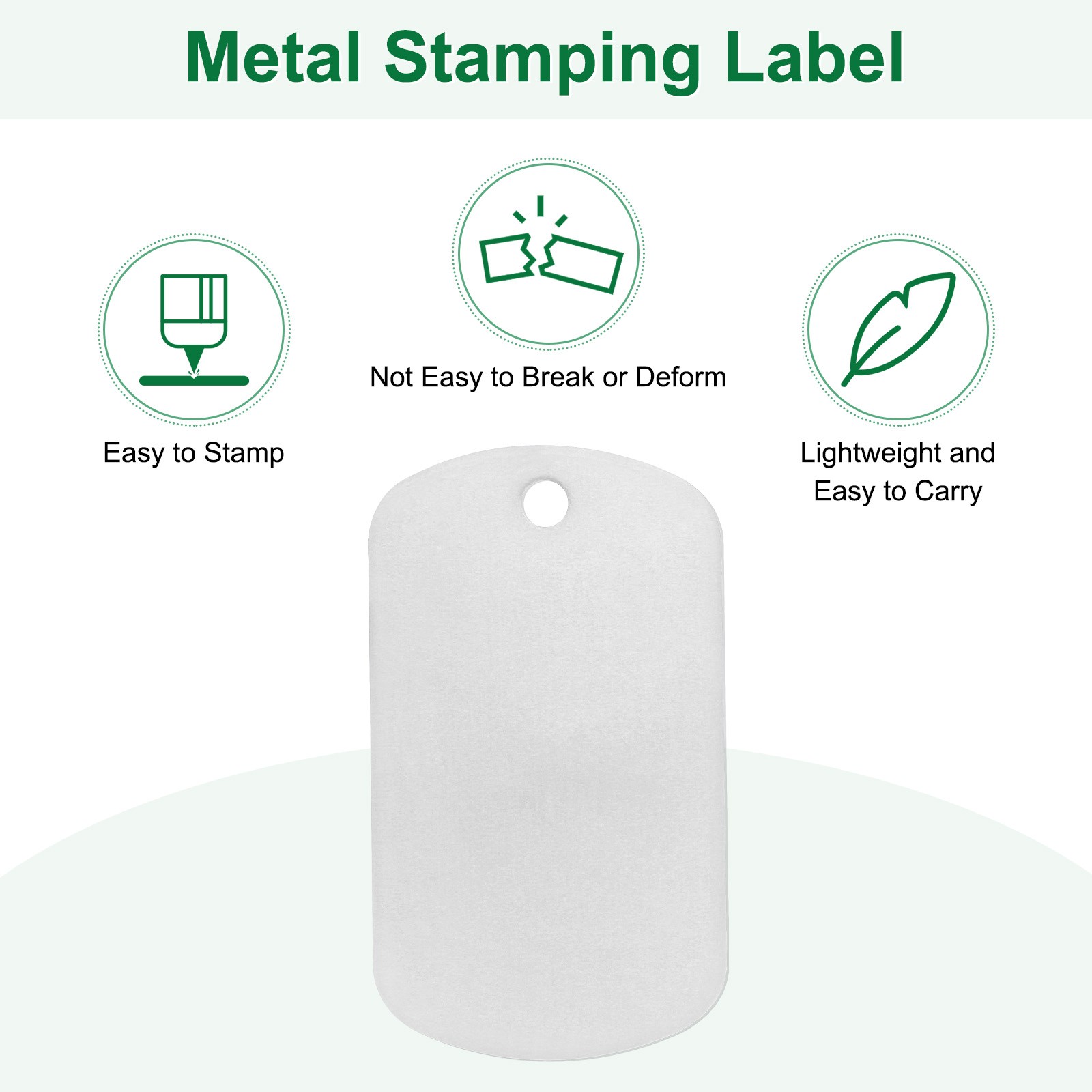 20-Pack 2″ x 1.18″ x 0.04″( L x W x T ) Blank Dog Tags [Silver, 1 Hole]