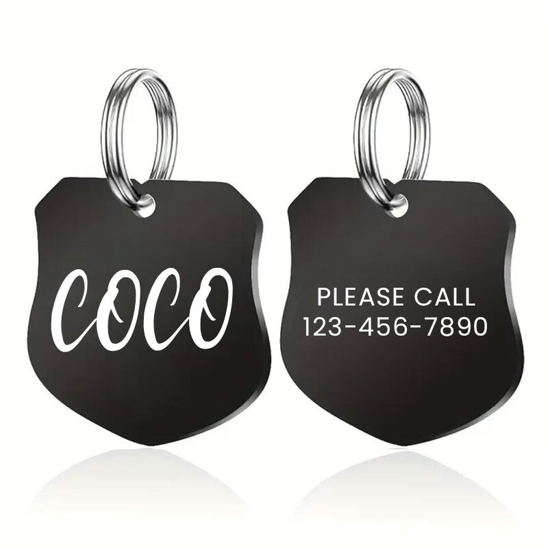 Custom Shield Pet ID Tag Stainless Steel Deep Engraved Personalized Dog Cat Name