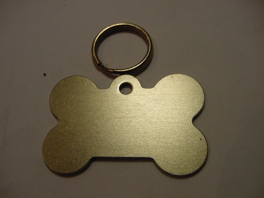 NEW – LOT OF 2 – ENGRAVABLE PET I.D. TAG LUGGAGE TAG – GOLD DOG BONE