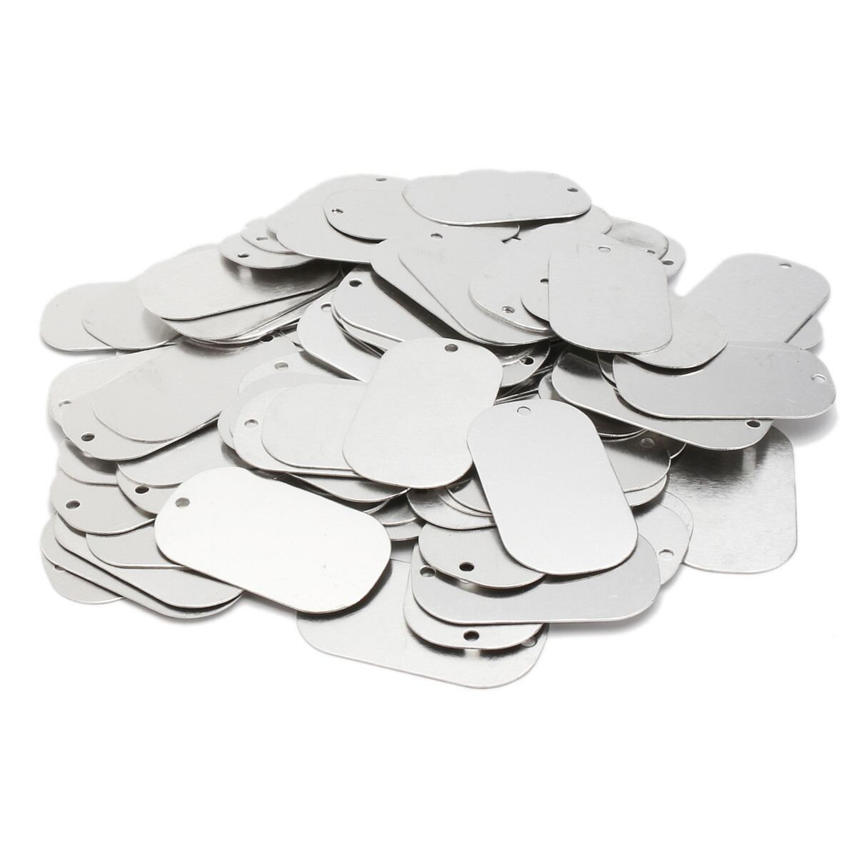 100Pcs Gloss Silver Aluminum 1-1/8″x2″ Dog Tag Blank Personalised ID Pet Name
