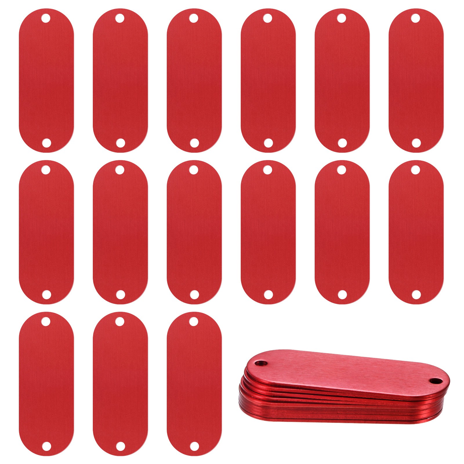 25-Pack 2″ x 0.75″ x 0.04″( L x W x T ) Blank Dog Tags [Red, 2 Holes]