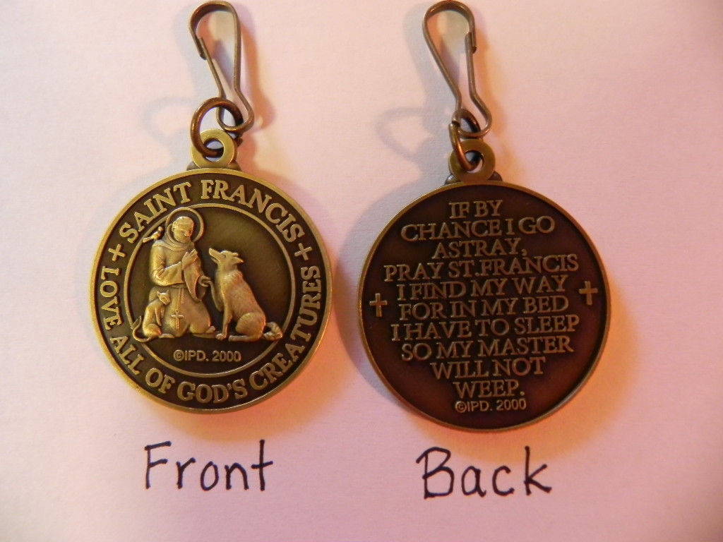 St Francis Dog Tag & Lam Holy Card Gift Medal w Prayer Collar Pets Animals Wolf