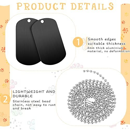 200 Pcs Military Dog Tags Set – 100 Blank Aluminum Tags & 100 Steel Chains for D