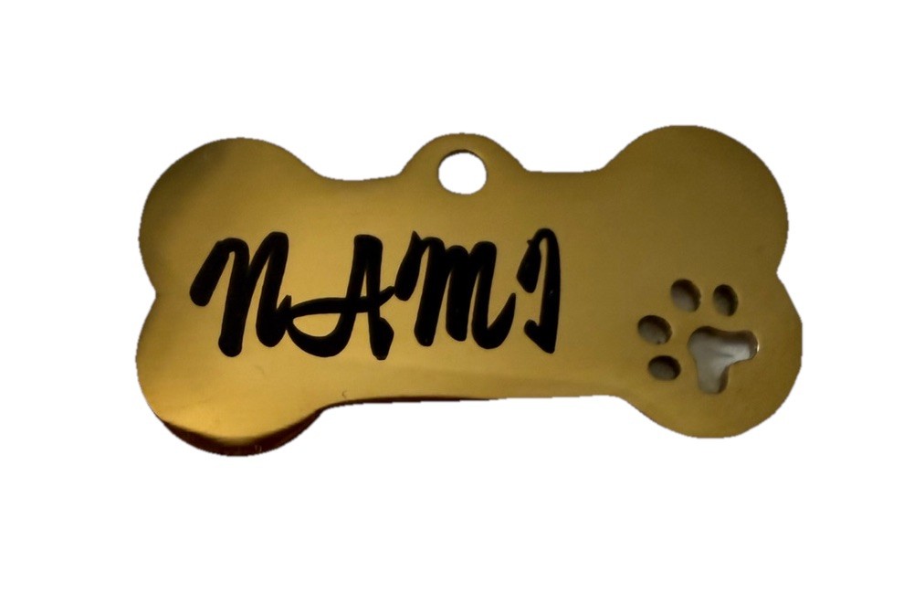 Personalized Engraved Metal Bone Dog ID Tag Paw -Read Description-