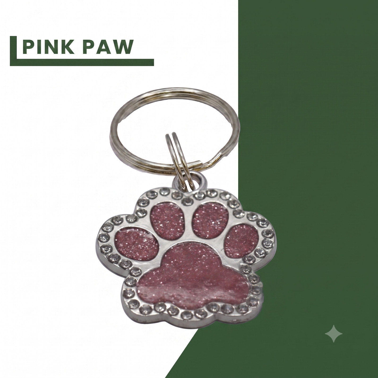 Bling Rhinestone Paw Pet ID Tag Glitter Crystal Custom Deep Engraved Dog Cat