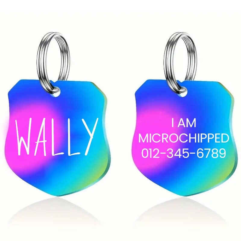 Custom Shield Pet ID Tag Stainless Steel Deep Engraved Personalized Dog Cat Name