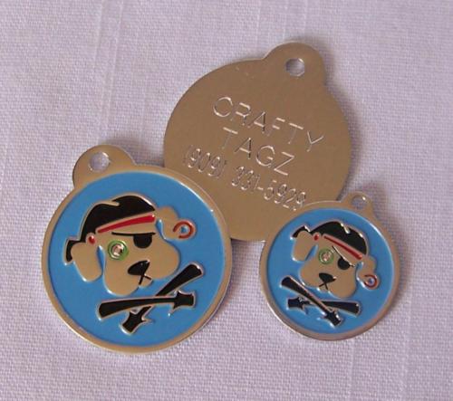 Pirate Crystal Dog ID TAG Rhinestone Pet/Dog/Cat